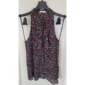 ALC Womens Sleeveless Keyhole Floral Silk Shirt